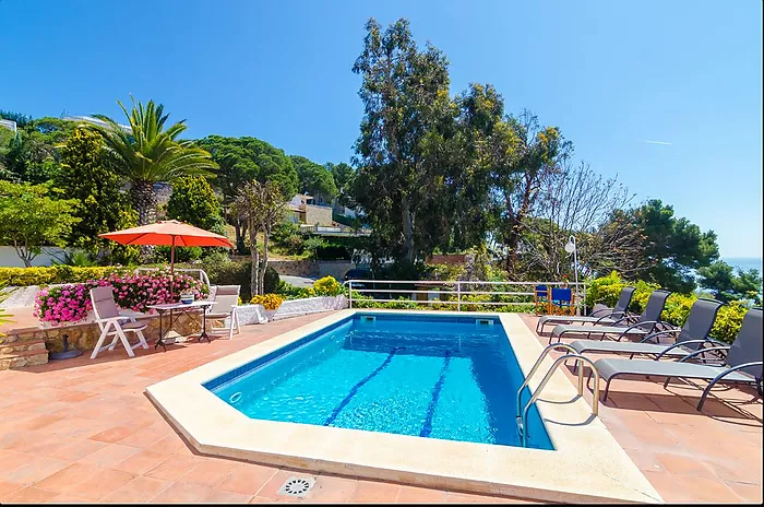 5-bedroom villa with pool, 900m from Cala Canyelles beach
