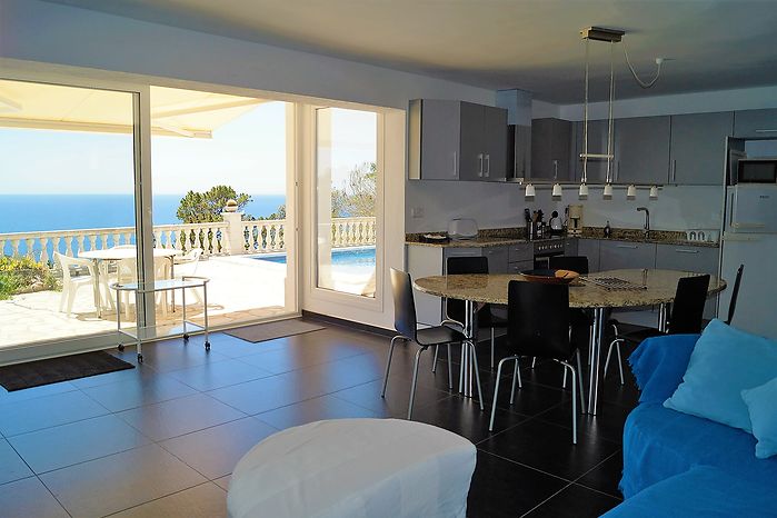 Casa en alquiler de 3 habitaciones con vistas al mar y piscina privada en LLoret de mar/Canyelles
