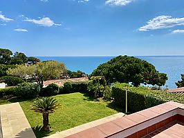 Villa en alquiler con excelente zona ajardinada y piscina privada en Cala Canyelles. 